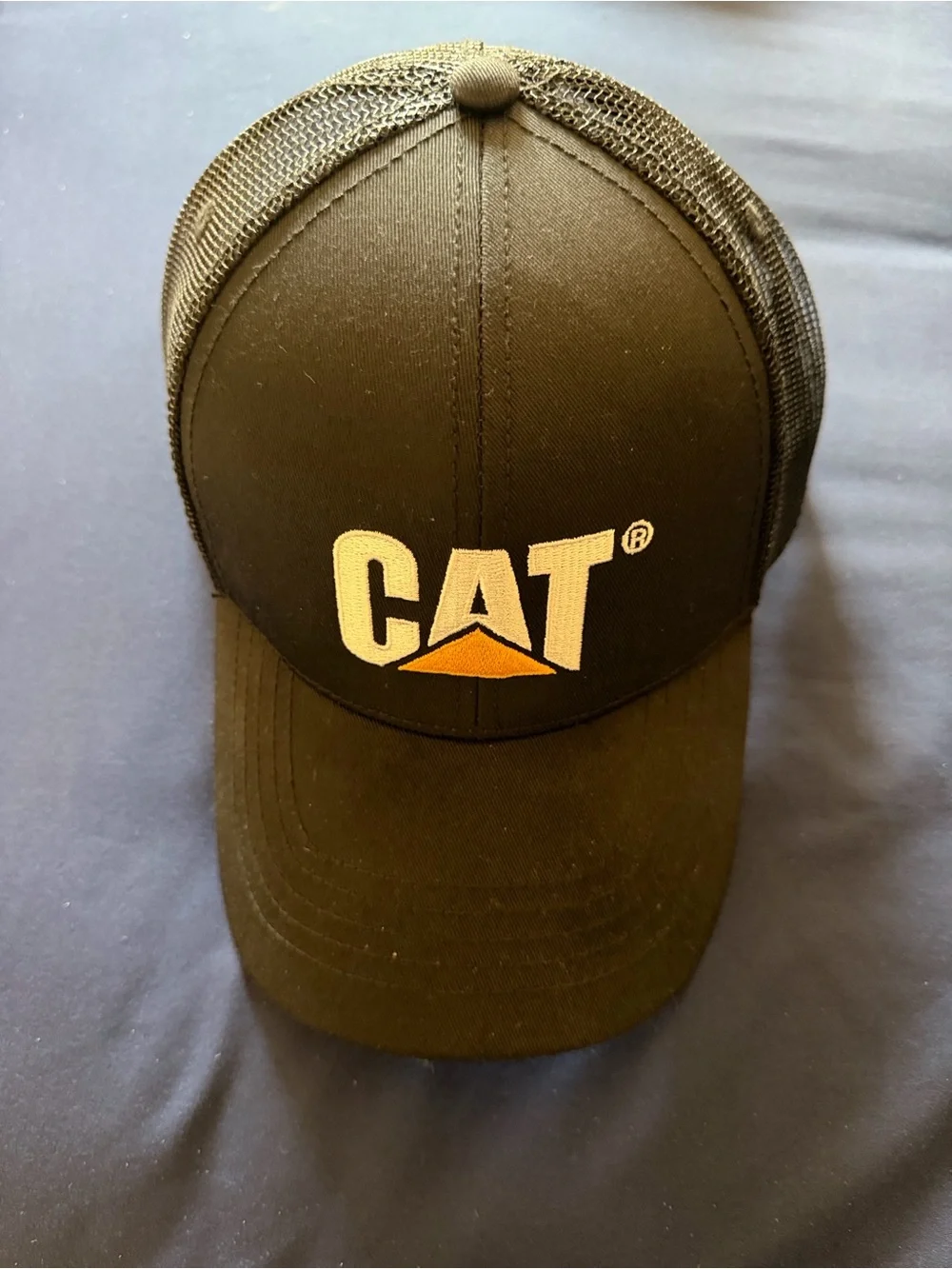 Caterpillar Black Mesh Trucker Hat with Yellow Logo